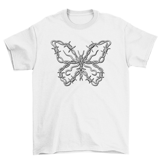 Barbed wire butterfly t-shirt