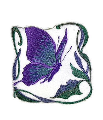 Art Nouveau Butterfly Embroidered Iron On/Sew patch [4.85" x4.86"]